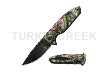 Snake Eye Tactical Spring Assist Fantasy Dragon Handle knife
