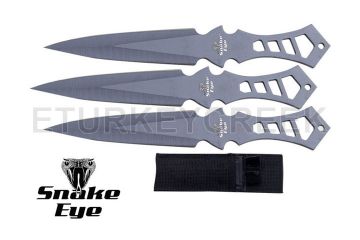 3pc Black Stainless Steel Throwing Knives - 6" Overall