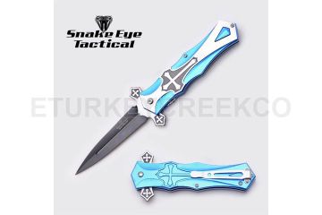 Snake Eye Gothic Design Spring Assist Knife 5" Closed