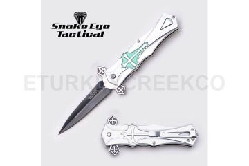 Snake Eye Gothic Design Spring Assist Knife 5" Closed