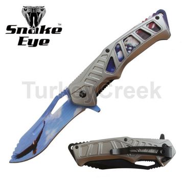 Snake Eye Tactical Spring Assist Knife 5" Closed