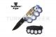 Action Assisted Knuckle Knife 4.5" WOLF Printed Handle with Clip