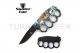 Action Assisted Knuckle Knife 4.5" WOLF Printed Handle with Clip