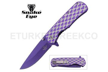 Snake Eye Tactical Spring Assist Knife 4.75" Closed Hearts
