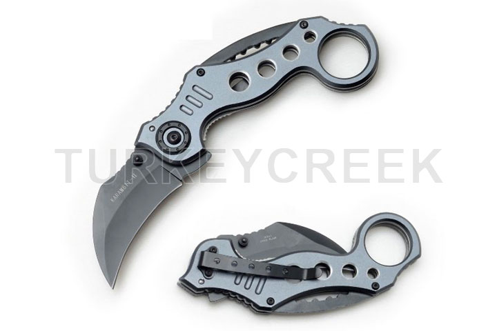 Karambit Tactical Action Assist.Black Blade/Grey Handle 5" Closed