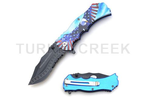"Freedom,Liberty,Justice " USA Tactical Spring Assist Knife 4.5