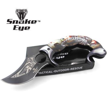 Snake Eye Tactical Scorpion Design Spring Assist Knife 5.5"