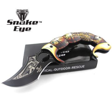 Snake Eye Tactical Scorpion Design Spring Assist Knife 5.5"