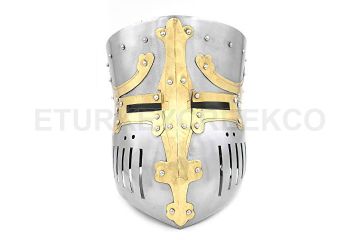 Medieval Warrior Templar Brass Crusader Helmet Knights Helmet