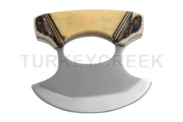 Wild Turkey Handmade Chef Kitchen Alaskan Ulu knife Crescent