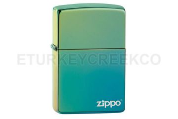 Zippo Classic High Polish Teal Zippo Logo Lighter