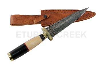 Wild Turkey Damascus collection 12.5" hunting knife bone/buffalo horn handle.