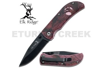 Elk Ridge Pocket Knife - Pink with Purple Camo Handle 3"