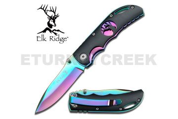 Elk Ridge 3 1/2 Inch Closed Rainbow Ti-Insert Folder Knife