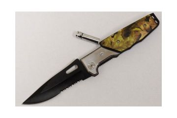Folding Knife. Jungle Camo Color Handle with Light&Clip 5" Closed