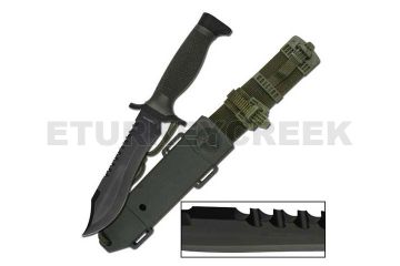 Survival Knife W/ Reverse Double Serration