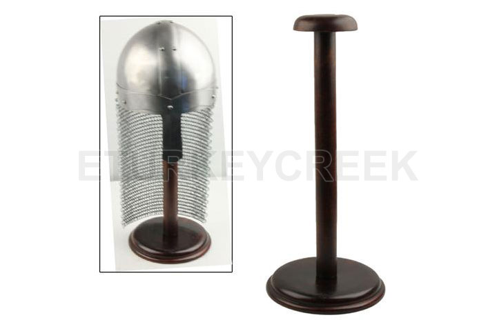 Round Base Wooden Helmet Stand