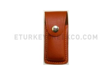 4" Brown Heavy Leather Carrying Case