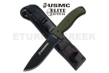 USMC Elite Tactical Fix Blade Knife 12" Overall Green