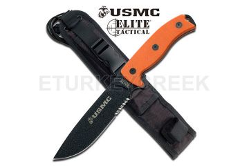 USMC Elite Tactical Fix Blade Knife 12" Overall Orange