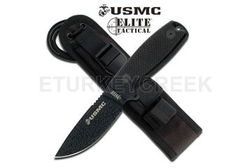 U S M C Elite Tactical Fix Blade Knife 8" Overall Black