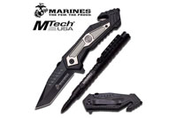 USMC M-4001BK FLOLDER AND 6.25" TACTICAL PEN BLACK COLOR