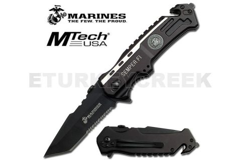 U.S MARINES TACTICAL RESCUE  ASSISTED FOLDER KNIFE W/ TANTO