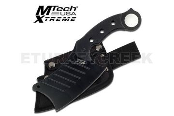 BLACK FULL TANG 3.5MM THICK CLEAVER MTECH KNIFE - BLACK G10 HNDL