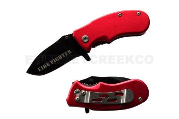 " Fire Fighter " Mini Action Assist Knife 4.5" Closed Red