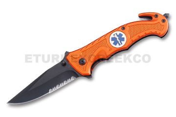" E.M.S " Rescue Style Assist Knife 4.5" Closed Orange