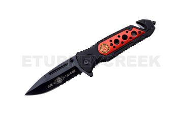 " Fire Fighter " Rescue Folder Spring Assist Knife 4.5" Closed