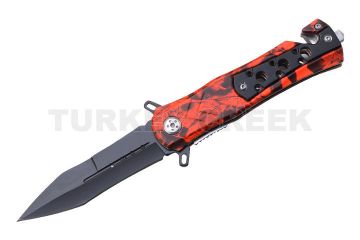 "Red Camo" Rescue Style Spring Assist Knife 4.5" Closed with Clip