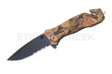 Rescue Style Spring Assist Knife 4.5" Closed W/Clip Jungle Camo