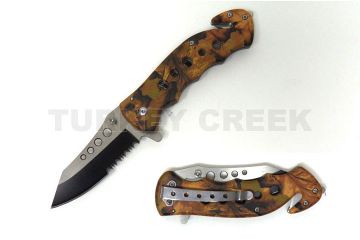Rescue Style Spring Assist Knife 4.5" Closed W Clip Jungle Camo