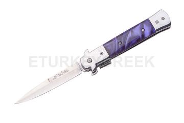 Italian Style Stiletto Folding Knife Purple Handle 5" SE-986PU