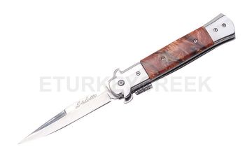 Italian Style Stiletto Folding Knife Brown Pearl Handle 5" SE-986RB
