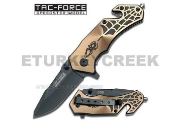 " Mini Spider " Rescue Style Action Assist Knife 3.5" Copper