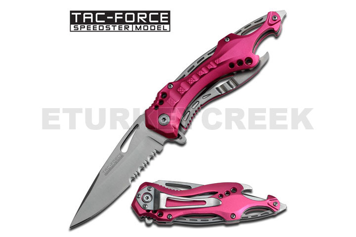 "Sports Bike Handle" Action Assisted Knife Pink Color Handle 4.5