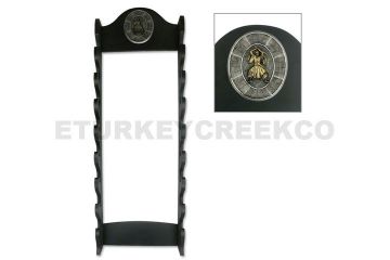 Deluxe Wooden 8 Tier Sword Stand Display W/ Samurai Logo