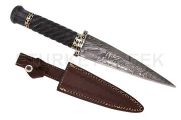 Wild Turkey Handmade Damascus Dirk 12' Overall Pakawood Handle