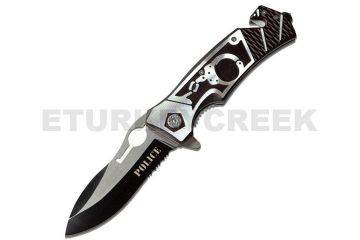" Hand Cuff " Rescue Style Action Assist Knife 5" Closed Black