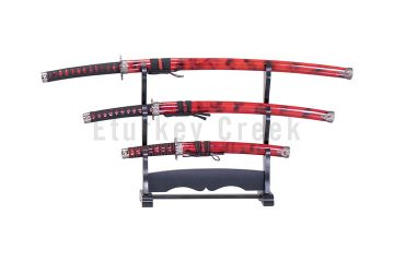 3pc Samurai sword set with stand
