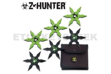 " Zombie Hunter " 6pc Throwing Star Set 4" Overall with Case